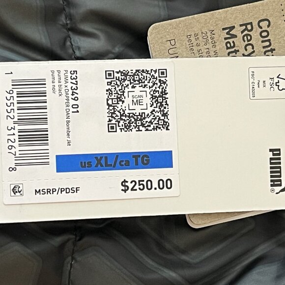 NWT Puma x Dapper Dan Men Black Grey Reversible Duck Down Puffer Jacket Size XL - Picture 13 of 16